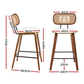 4x Artiss Bar Stools Kitchen Counter Rattan Chairs PU Leather Padding Chez Guru